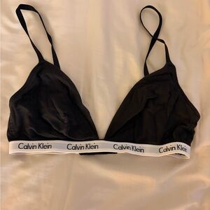 Calvin Klein Black Triangle Bralette with Signature Logo Band